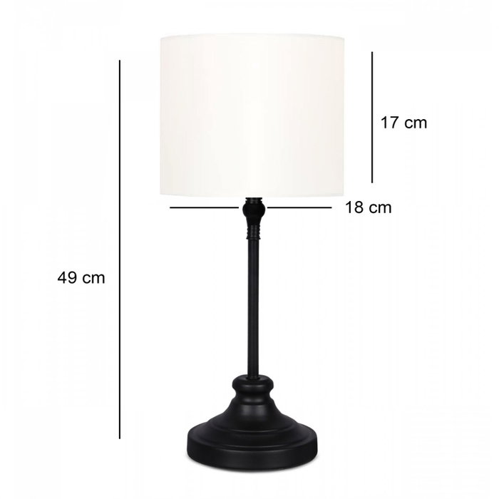 Opviq Lámpara de Mesa con Cuerpo Metálico y Pantalla de Tela Crema